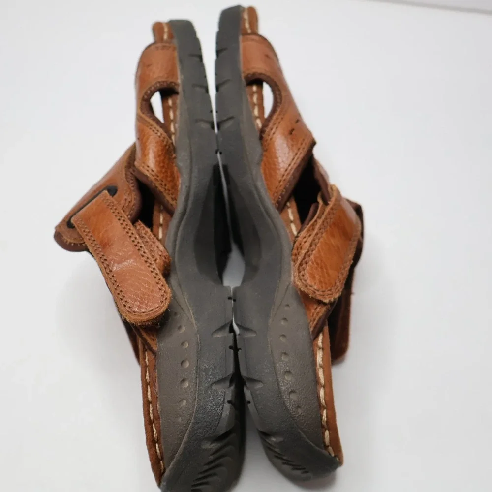 Earth Origins Spirit Gelron 2000 Brown Leather‎ Adj Strap Sandals Mens 9 Shoes